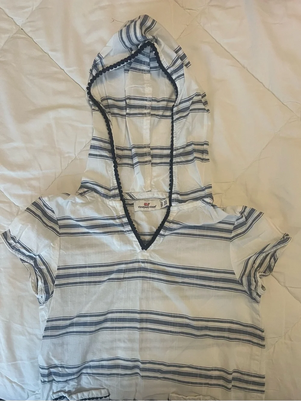 Vineyard vines Striped beach cover up - White & Navy kids xs